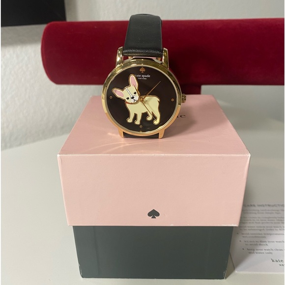 NIB Kate Spade French Bulldog Metro Leather Watch - Picture 5 of 12